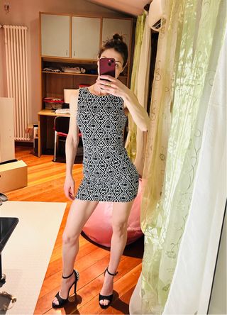 Miniabito senza maniche con motivo geometrico