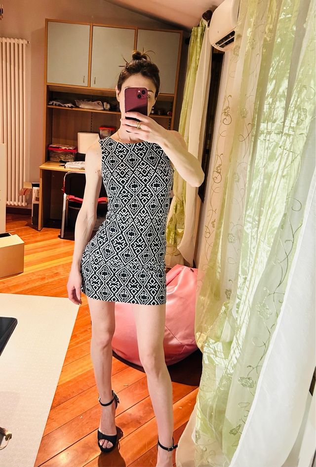 Miniabito senza maniche con motivo geometrico