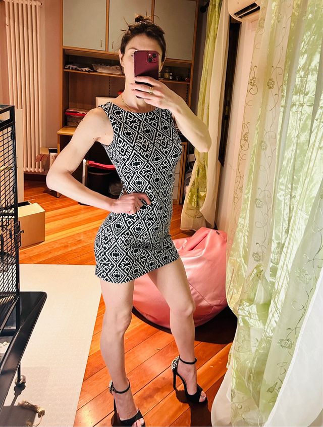 Miniabito senza maniche con motivo geometrico