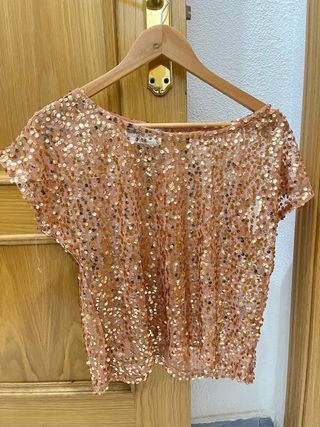 Blusa lentejuela dorada para fiesta talla S/M