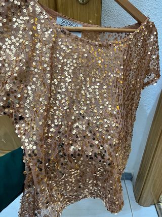 Blusa lentejuela dorada para fiesta talla S/M