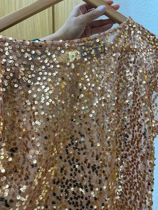 Blusa lentejuela dorada para fiesta talla S/M