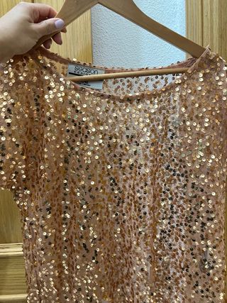 Blusa lentejuela dorada para fiesta talla S/M