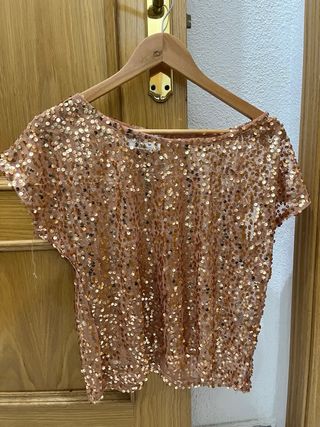 Blusa lentejuela dorada para fiesta talla S/M