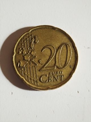 Moneda de 20 céntimos de euro del año 2002, Italia