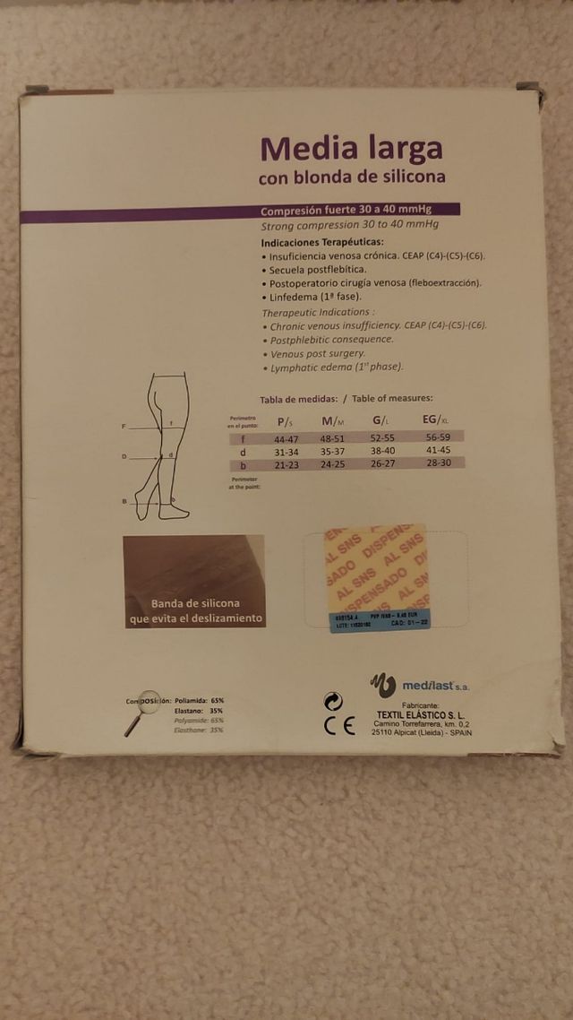 Medias de compresión fuerte talla G, sin