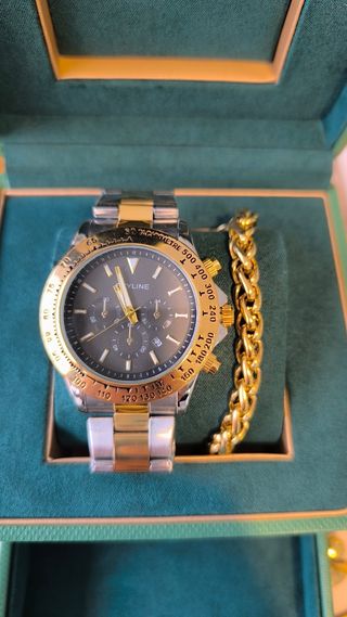 Reloj acero tipo Daytona y pulsera acero más caja 
