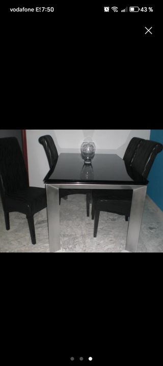 Mesa cristal Negro extensible 