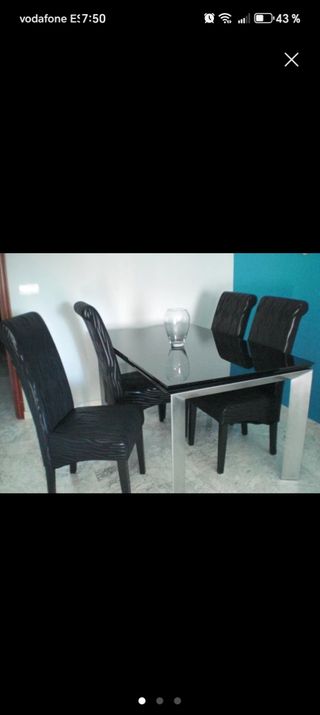Mesa cristal Negro extensible 