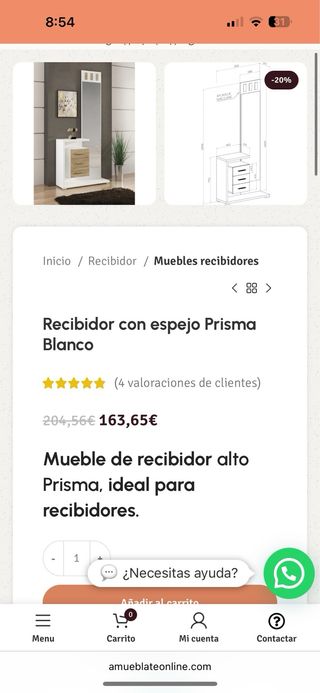 Recibidor prisma mueble con espejo