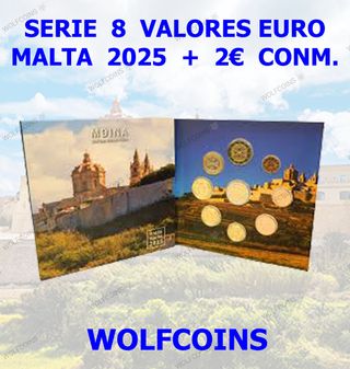 🇲🇹 MALTA SERIE 8 VALORES 2025 + MONEDA 2€ MDINA
