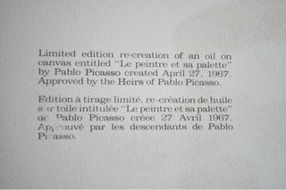 Litografia Picasso firmada a lapiz por herederos