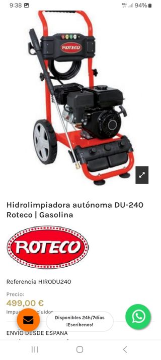 Hidrolimpiadora gasolina y accesorios