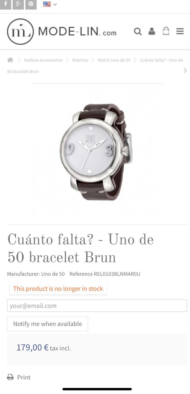 Uno de 50 Reloj