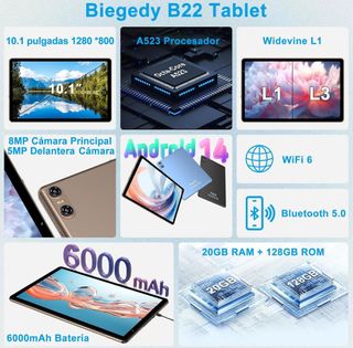 Biegedy Tablet 10 Pulgadas Android 14