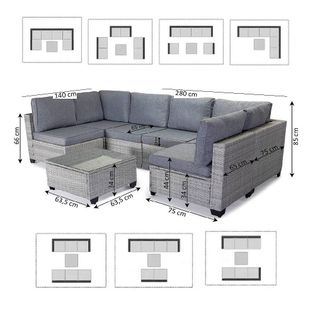 Sofa rinconera para terraza en ratan gris