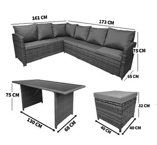 Sofa Rinconera para jardin con mesa
