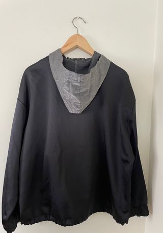 Sudadera con capucha negra gris Zara M