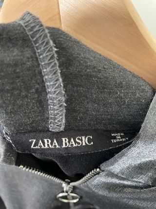 Sudadera con capucha negra gris Zara M