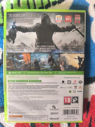 Sombras de Mordor Xbox 360.