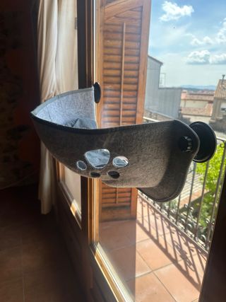 Hamaca ventana gato gris