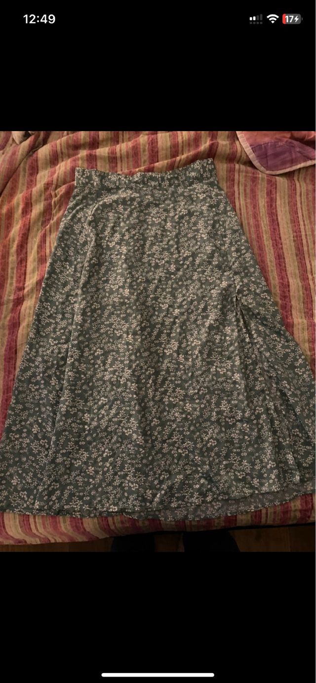 Gonna lunga verde acqua con spacco