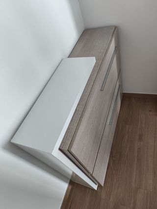 Zapatero 2 cajones - cambriam gris y blanco