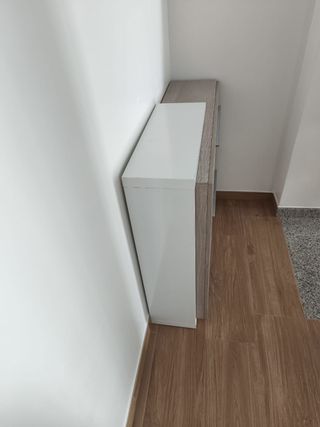 Zapatero 2 cajones - cambriam gris y blanco