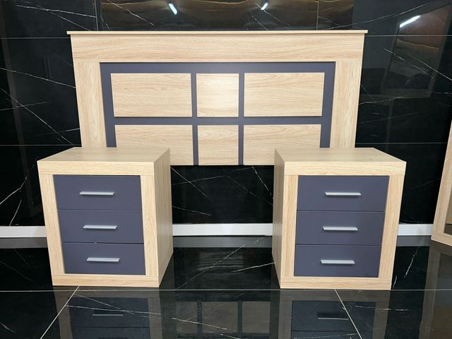 PACK CABECERO 135/150 + 2 MESITAS DE NOCHE NUEVO