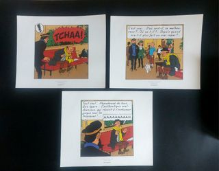 3 Litografias Tintin Vuelo 714 para Sydney