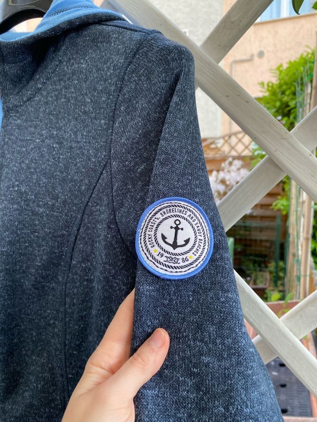 Felpa con cappuccio bpc blu grigio