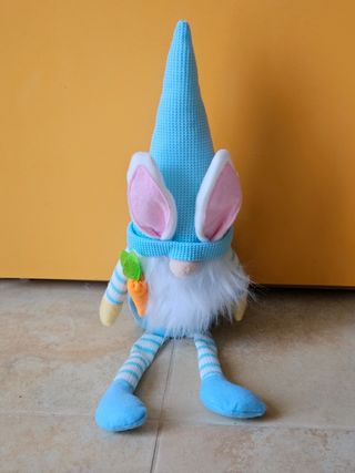 Gnomo Pasqua coniglio blu fermaporte