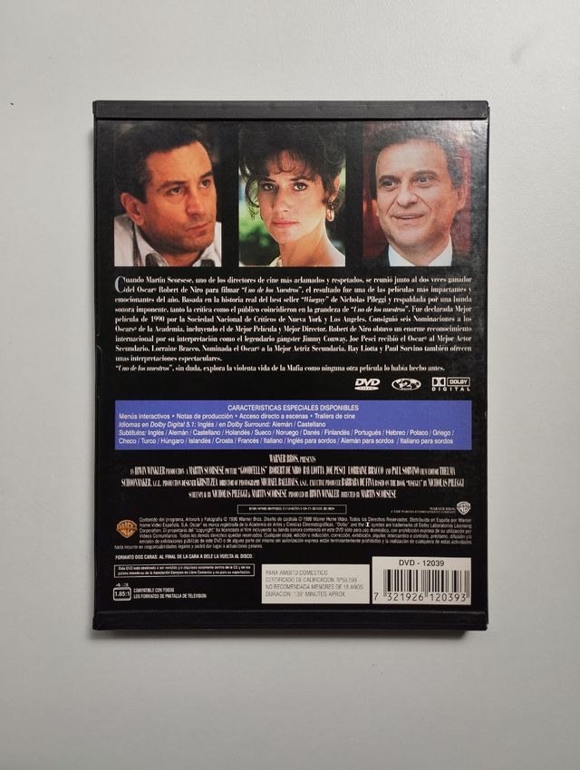 DVD de la película "Uno de los Nuestros"