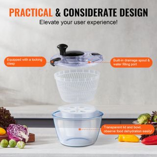 Centrifuga per Pulizia Insalata in Vetro 4,5L, Lav