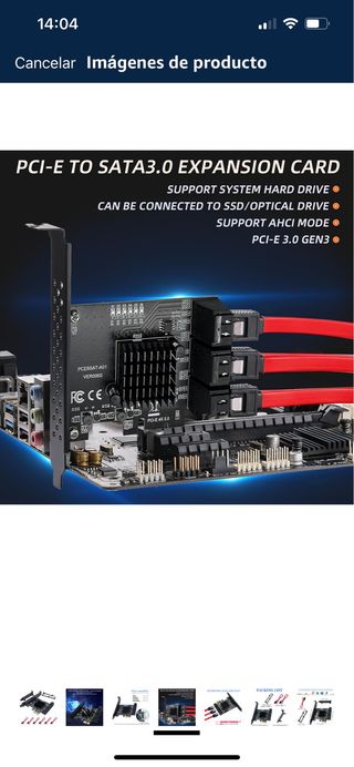 Tarjeta PCIe 1X SATA de 6 Puertos