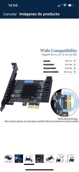 Tarjeta PCIe 1X SATA de 6 Puertos
