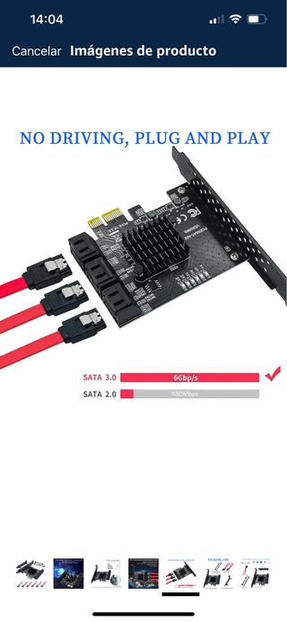 Tarjeta PCIe 1X SATA de 6 Puertos