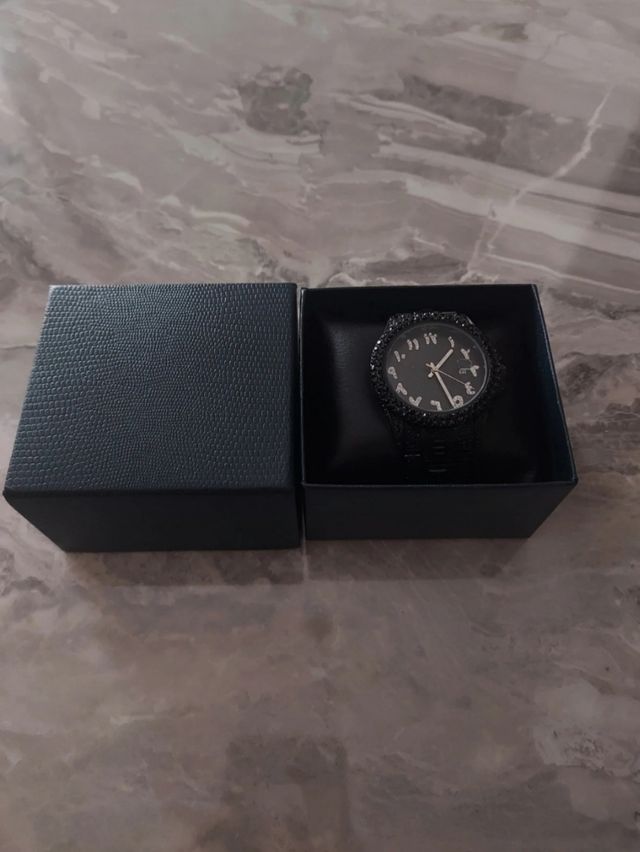 Orologio watch ice nero black arabic number trap