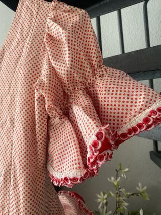 Traje de flamenca blanco lunares rojos niña