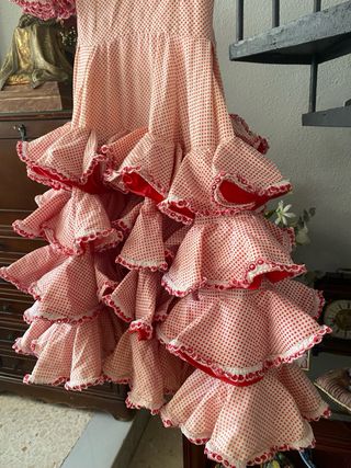 Traje de flamenca blanco lunares rojos niña