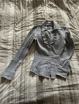 Camicia a righe azzurre e argento Oltre