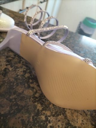 Sandalias tacón alto purpura brillantes