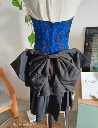 Abito vintage anni '80 blu e nero