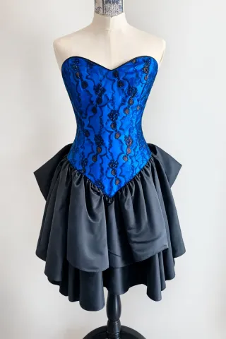 Abito vintage anni '80 blu e nero