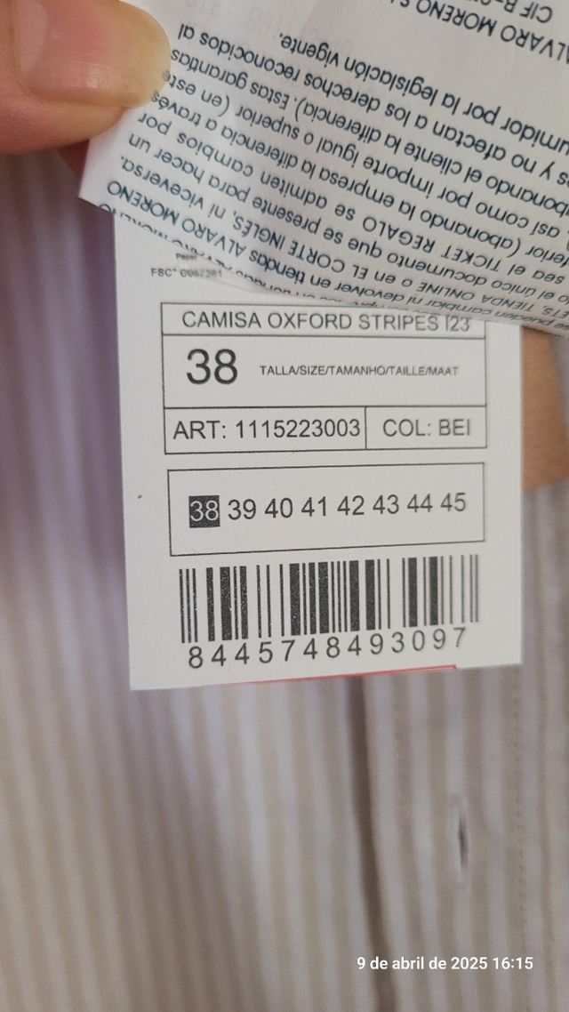 Camisa rayas blancas y beige Talla: 38