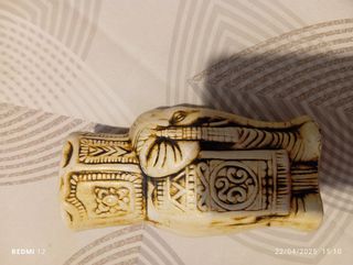 Jarrón elefante cerámica beige