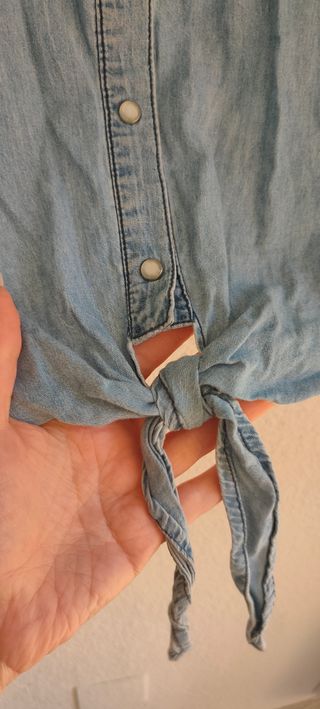 Blusa denim sin mangas