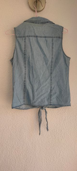 Blusa denim sin mangas