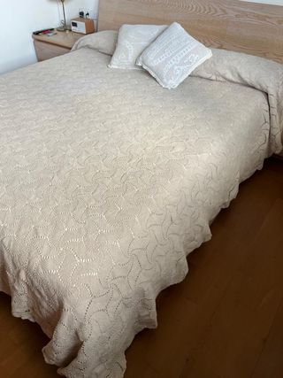 Colcha ganchillo beige algodón