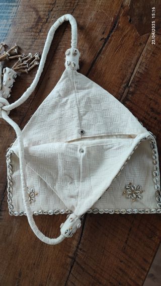 Borsa spiaggia beige-bianca